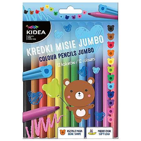 Creioane colorate - DE CREIOANE COLORATE 12/SET JUMBO FORMA URSULET KIDEA KMJ12KKA