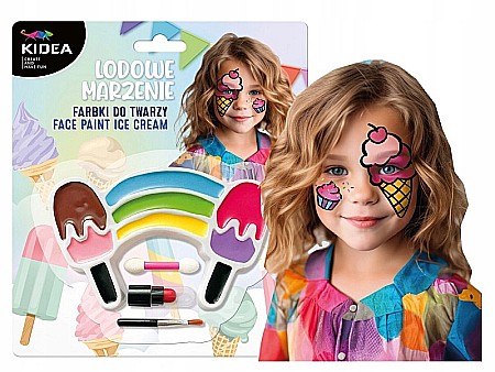 DE SET PICTURA PE FATA COPII 8 CULORI + APLICATOR, PENSULA SI RUJ ICE CREAM KIDEA FDTLM9KA [1]