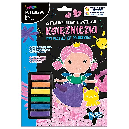 FINE ARTS&GRAPHICS - DE SET DESEN 6 CULORI PASTELURI CRETATE PRINCESS KIDEA ZRPKKA