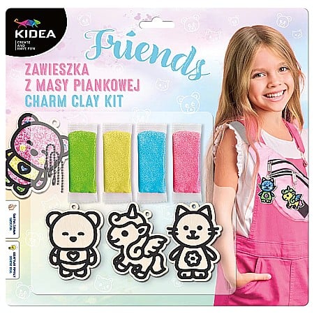 Seturi modelare - DE SET CREATIV 3 PANDANTIVE LEMN + SPUMA 4 CULORI FRIENDS KIDEA ZMPFKA