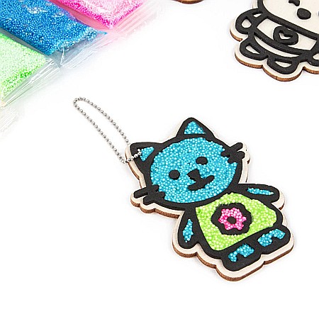 DE SET CREATIV 3 PANDANTIVE LEMN + SPUMA 4 CULORI FRIENDS KIDEA ZMPFKA [2]