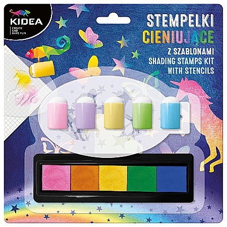 Stampile si Accesorii - DE STAMPILE 5 CULORI/SET CU SABLOANE SI BURETE APLICATOR KIDEA SCSKA
