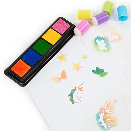 DE STAMPILE 5 CULORI/SET CU SABLOANE SI BURETE APLICATOR KIDEA SCSKA [4]