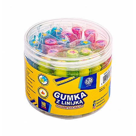 RECHIZITE SCOLARE - AS RADIERA SI RIGLA 5CM 2 IN 1 ASTRA CULORI ASORTATE 425022005