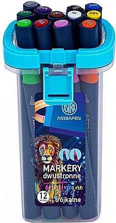 FINE ARTS&GRAPHICS - AS MARKERE TRIUNGHIULARE 2 CAPETE VF.PENSULA si VF.TESIT 12 CULORI/SET 207023012