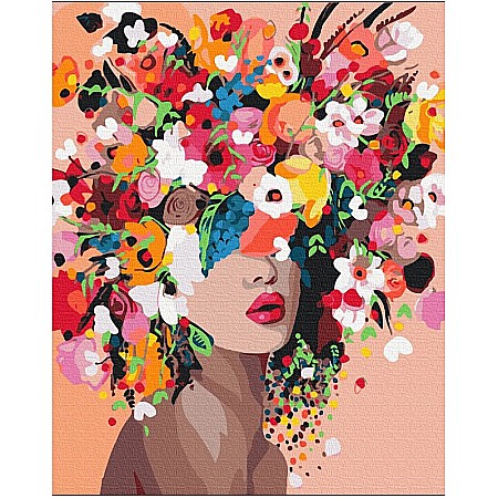 Pictura pe numere - AS PANZA PICTURA PE NUMERE 40*50CM CU VOPSELE SI PENSULE, PORTRET IN FLORI 801022904