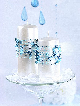 Bannere/ Ghirlande/ Cordoane - PD GHIRLANDA PERLE DECOR TURQUOISE 1.3M 5/SET GP15