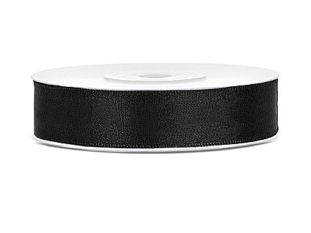 HOBBY - PD BANDA SATIN, Satin Ribbon, black, 12mm/25m TS12-010