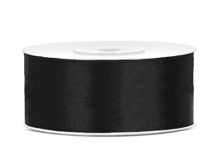 Wedding - PD BANDA SATIN, Satin Ribbon, black, 25mm/25m TS25-010