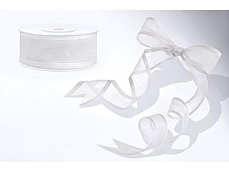 PD BANDA CHIFFON Ribbon chiffon, white, 25mm/25m TSZB25-008 [1]