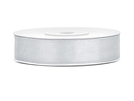 Ambalaje cu Spirit de Sărbătoare - PD BANDA SATIN, Satin Ribbon, silver, 12mm/25m TS12-018