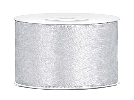 Ambalaje cu Spirit de Sărbătoare - PD BANDA SATIN, Satin Ribbon, silver, 38mm/25m TS38-018