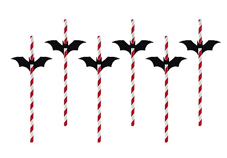 PD PAIE DIN HARTIE PENTRU BAUTURI Straws Bats, red with black, 19,5cm 6/set SLH2 [0]