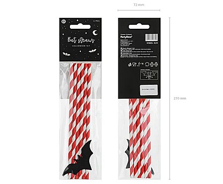 PD PAIE DIN HARTIE PENTRU BAUTURI Straws Bats, red with black, 19,5cm 6/set SLH2 [1]