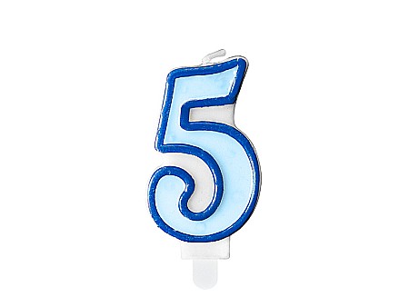 Decoratiuni/ Lumanari Tort/ Briose - PD LUMANARI TORT Number 5, blue, 7cm SCU1-5-001