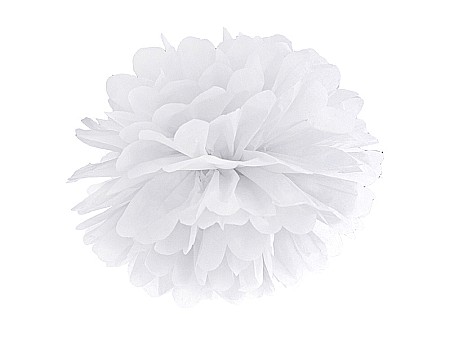 ARTICOLE PARTY - PD POMPOM HARTIE MATASE, Tissue paper Pompom, white, 25cm PP25-008