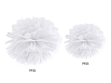 PD POMPOM HARTIE MATASE Tissue paper Pompom, white, 35cm PP35-008 [1]