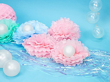 PD POMPOM HARTIE MATASE, Tissue paper Pompom, light pink, 25cm PP25-081 [2]