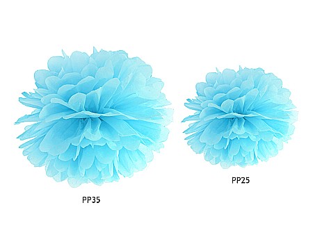 PD POMPOM HARTIE MATASE, Tissue paper Pompom, sky-blue, 25cm PP25-011 [1]
