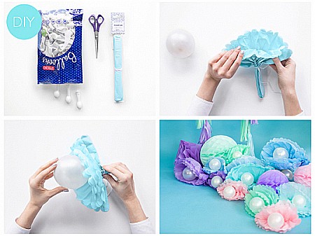 PD POMPOM HARTIE MATASE, Tissue paper Pompom, sky-blue, 25cm PP25-011 [7]