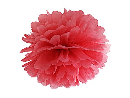 Ornamente suspendate, pompom - PD POMPOM HARTIE MATASE, Tissue paper Pompom, red, 25cm PP25-007