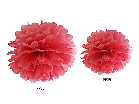 PD POMPOM HARTIE MATASE, Tissue paper Pompom, red, 25cm PP25-007 [1]