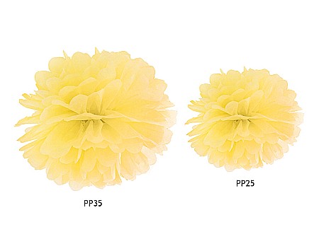 PD POMPOM HARTIE MATASE, Tissue paper Pompom, yellow, 25cm PP25-084 [2]