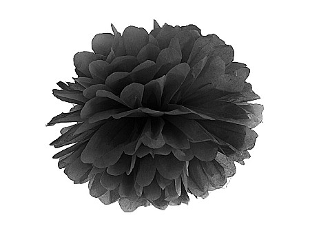 ARTICOLE PARTY - PD POMPOM HARTIE MATASE, Tissue paper Pompom, black, 25cm PP25-010