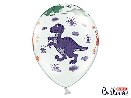 ARTICOLE PARTY - PD BALOANE Balloons 30cm, Dinosaurs, Pastel Pure White, 6/SET SB14P-159-008-6