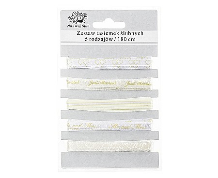 Nunti, botezuri - GOD BANDA DECORATIVA Wedding ribbons, 180cm, 5/set W0379-5