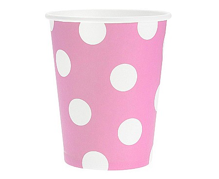 Farfurii/ Pahare/ Servetele/ Paie/ Tacamuri - GOD PAHARE CARTON Dot, Pink, 270ml, 6/set PF-KGJR