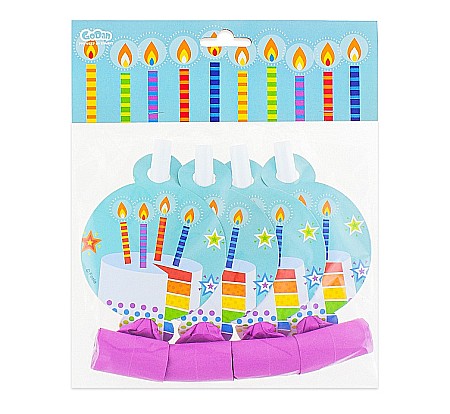 GOD FLUIERE DIN HARTIE PARTY CU MEDALION COLOURFUL PARTY 4/SET PF-GPMKB [1]