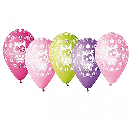 ARTICOLE PARTY - GOD BALOANE Premium Balloons, 30cm, Owl, with overprint, 5/set GD-SO1