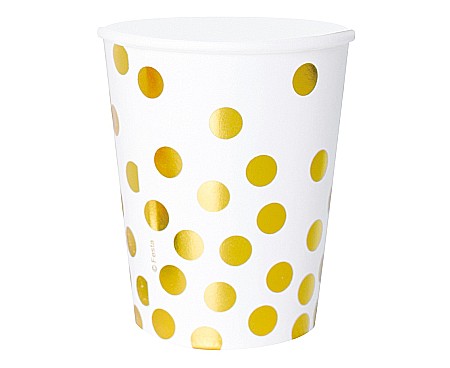 ARTICOLE PARTY - GOD PAHARE CARTON, Gold dots, Alb, 270ml, 6/set PF-KPZGB