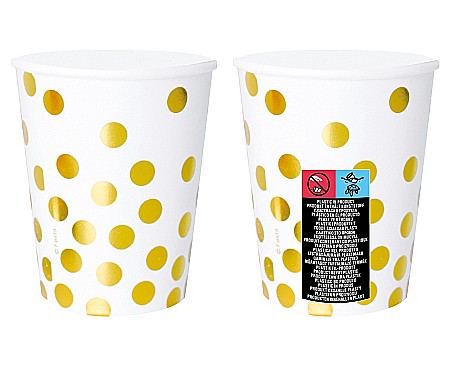 GOD PAHARE CARTON, Gold dots, Alb, 270ml, 6/set PF-KPZGB [1]