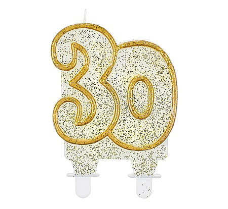Decoratiuni/ Lumanari Tort/ Briose - GOD LUMANARI TORT Number 30, gold outline, 8cm SF-CZ30