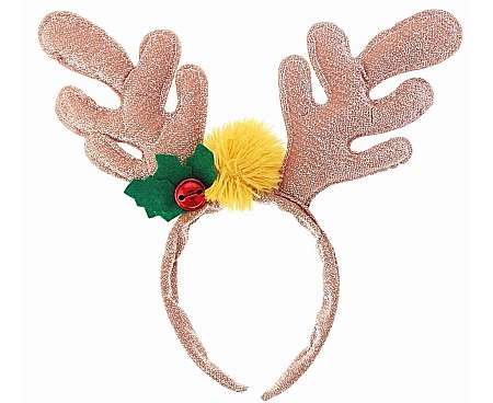 Costume/ Costumatii Craciun si accesorii - GOD CORDELUTA COARNE DE REN 17CM PASLA AURIE NW-OROREZ