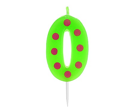 GOD LUMANARI TORT Number 0, pick candle dots, 6cm SWCG0-MM [1]