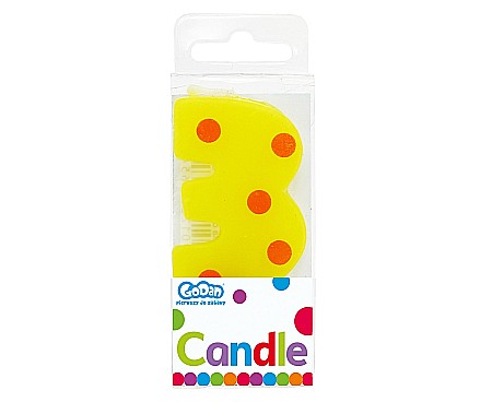 GOD LUMANARI TORT Number 3, pick candle dots, 6cm SWCG3-MM [2]