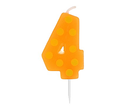 GOD LUMANARI TORT Number 4, pick candle dots, 6cm SWCG4-MM [1]