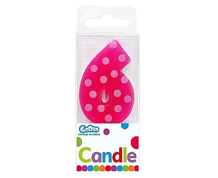 GOD LUMANARI TORT Number 6, pick candle dots, 6cm SWCG6-MM [2]