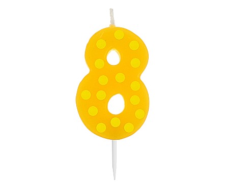 GOD LUMANARI TORT Number 8, pick candle dots, 6cm SWCG8-MM [1]