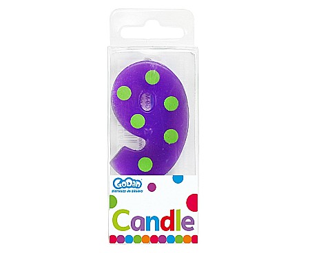 GOD LUMANARI TORT Number 9, pick candle dots, 6cm SWCG9-MM [2]