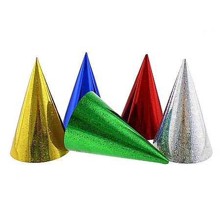 ARTICOLE PARTY - GOD COIF DIN CARTON Paper hats, holographic, assorted colours, 3/set PF-CHM3
