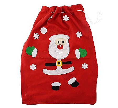 HOBBY - GOD SAC MOS CRACIUN Red felt sack with Santa and snow, 50*70cm NW-WORM