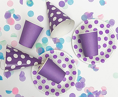 ARTICOLE PARTY - GOD COIF DIN CARTON Paper hats Polka Dots, lavender, 6/set PF-CGL6