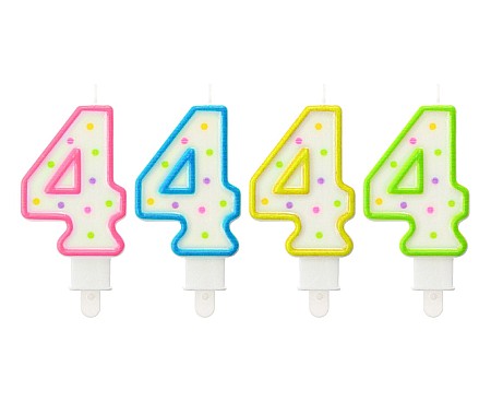 ARTICOLE PARTY - GOD LUMANARE TORT Number 4, with dots, 7.5cm PF-SCK4