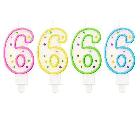 ARTICOLE PARTY - GOD LUMANARE TORT Number 6, with dots, 7.5cm PF-SCK6