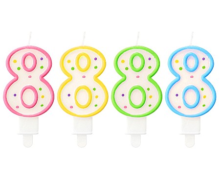 Decoratiuni/ Lumanari Tort/ Briose - GOD LUMANARE TORT Number 8, with dots, 7.5cm PF-SCK8