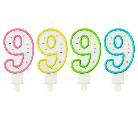 Decoratiuni/ Lumanari Tort/ Briose - GOD LUMANARE TORT Number 9, with dots, 7.5cm PF-SCK9